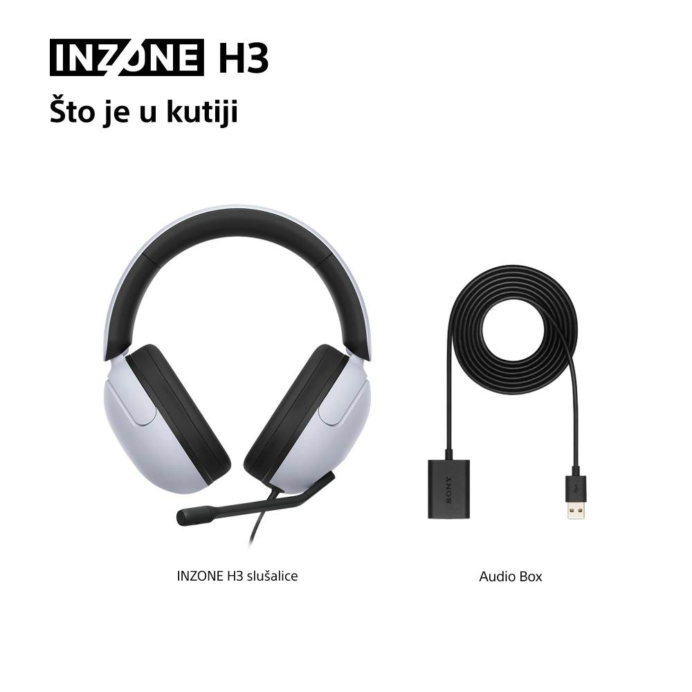 Naglavne gamerske slušalice SONY INZONE H3 bijele